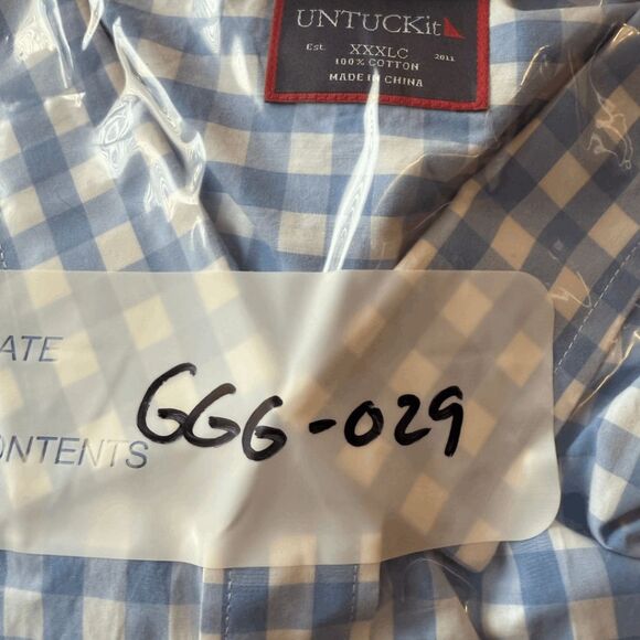 UNTUCKit Men's Camelo Gingham Classic Long Sleeve Button Up Shirt Blue Size XXXL - Picture 9 of 9